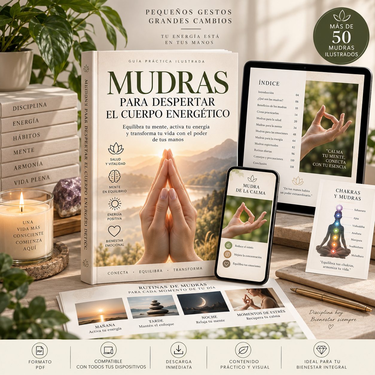 Colección digital completa Mudras para despertar el cuerpo energético